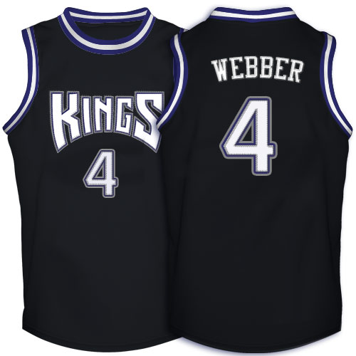 Men's Chris Webber Authentic Black Adidas Jersey: NBA Sacramento Kings #4 Throwback